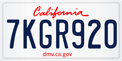 CA license plate 7KGR920