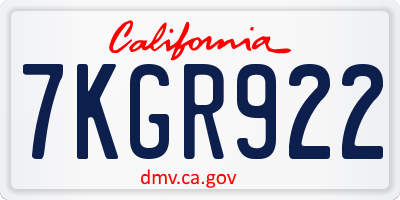 CA license plate 7KGR922