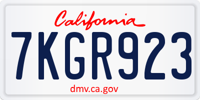 CA license plate 7KGR923