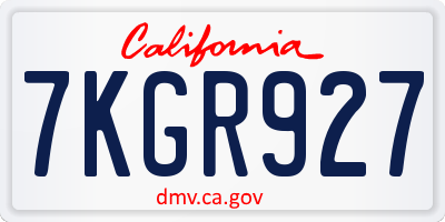 CA license plate 7KGR927
