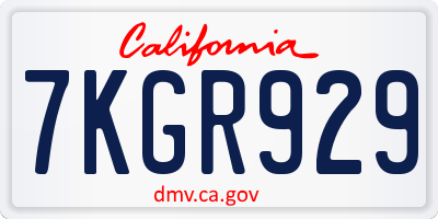 CA license plate 7KGR929