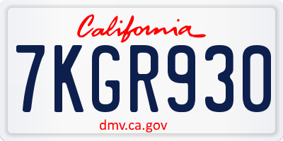 CA license plate 7KGR930