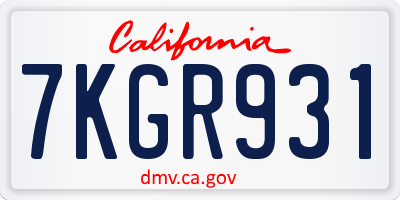 CA license plate 7KGR931