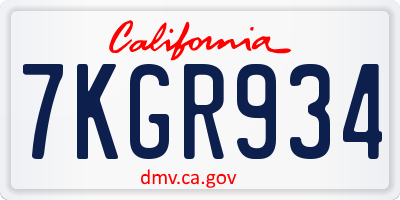 CA license plate 7KGR934