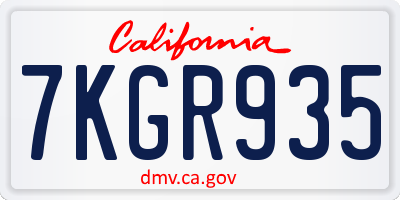 CA license plate 7KGR935