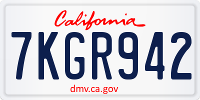 CA license plate 7KGR942
