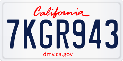 CA license plate 7KGR943