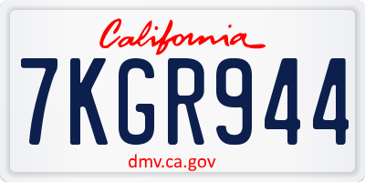 CA license plate 7KGR944