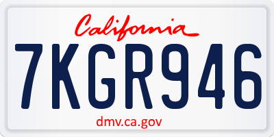 CA license plate 7KGR946