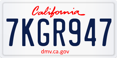 CA license plate 7KGR947