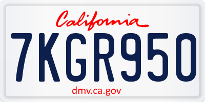 CA license plate 7KGR950