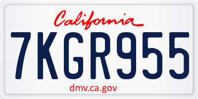 CA license plate 7KGR955