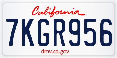 CA license plate 7KGR956