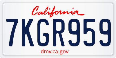 CA license plate 7KGR959