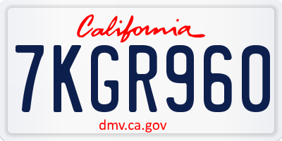CA license plate 7KGR960