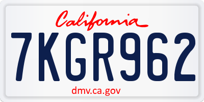 CA license plate 7KGR962