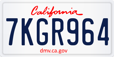 CA license plate 7KGR964