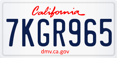 CA license plate 7KGR965