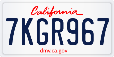 CA license plate 7KGR967