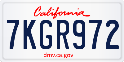 CA license plate 7KGR972