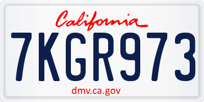 CA license plate 7KGR973