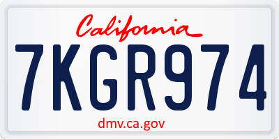 CA license plate 7KGR974