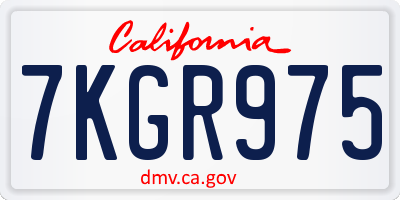 CA license plate 7KGR975