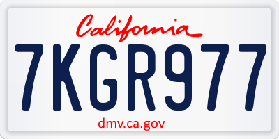 CA license plate 7KGR977