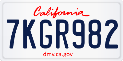 CA license plate 7KGR982