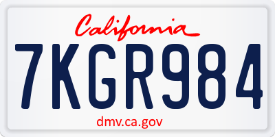 CA license plate 7KGR984