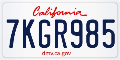 CA license plate 7KGR985