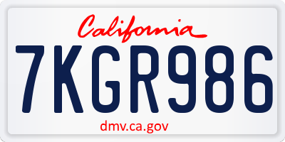CA license plate 7KGR986