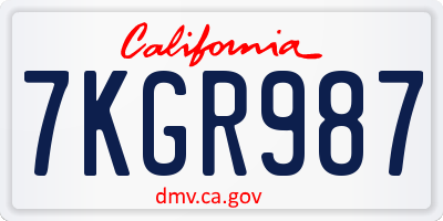 CA license plate 7KGR987