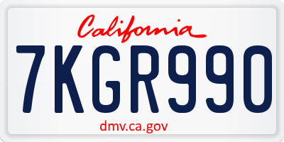CA license plate 7KGR990