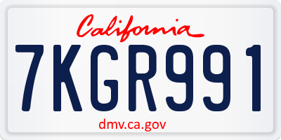 CA license plate 7KGR991