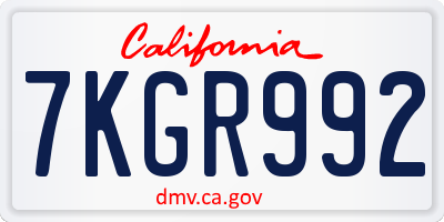 CA license plate 7KGR992