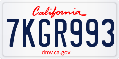 CA license plate 7KGR993