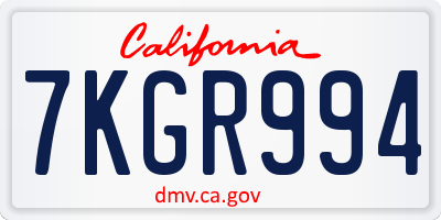 CA license plate 7KGR994