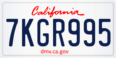 CA license plate 7KGR995