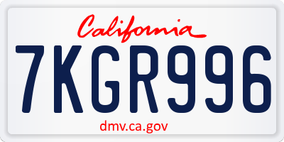 CA license plate 7KGR996