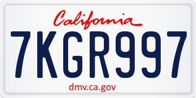 CA license plate 7KGR997