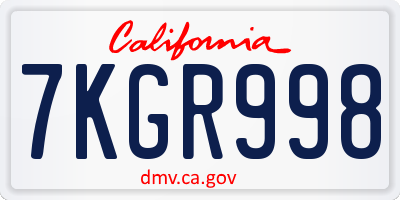 CA license plate 7KGR998