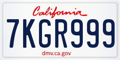 CA license plate 7KGR999
