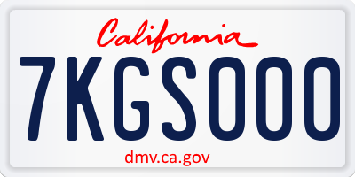 CA license plate 7KGS000