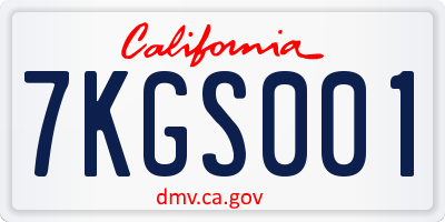 CA license plate 7KGS001