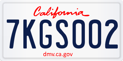 CA license plate 7KGS002