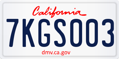 CA license plate 7KGS003