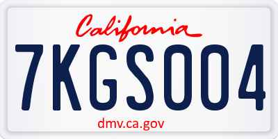 CA license plate 7KGS004