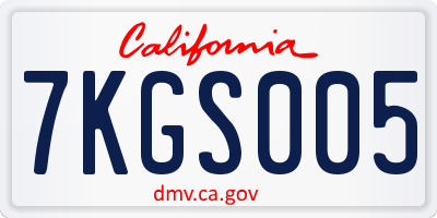 CA license plate 7KGS005