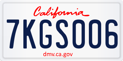 CA license plate 7KGS006